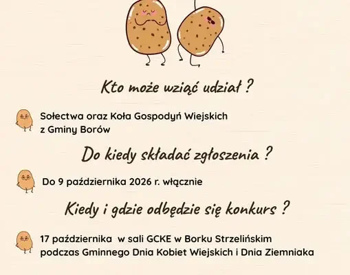 Konkurs na potrawę ziemniaczaną w Gminie Borów – zgłoszenia do 9 października