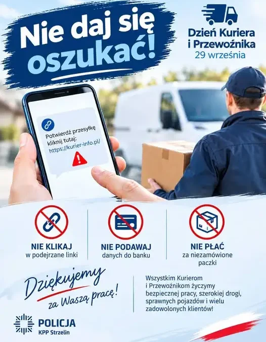Dzień Kuriera i Przewoźnika: policja ostrzega przed oszustwami na przesyłki
