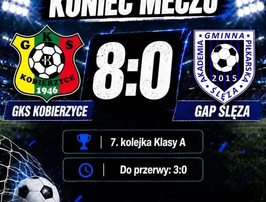 GAP Ślęza przegrywa 0:8 z GKS Kobierzyce w 7. kolejce Klasy A
