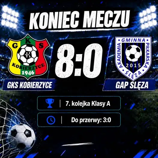 GAP Ślęza przegrywa 0:8 z GKS Kobierzyce w 7. kolejce Klasy A