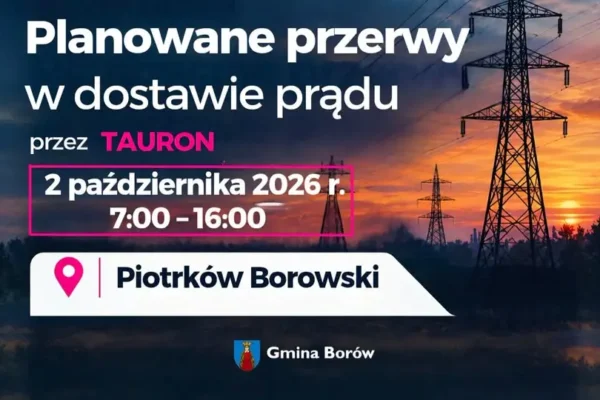 Przerwa w dostawie prądu w Piotrkowie Borowym – 2 października