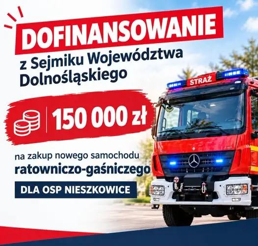 150 tys. zł na nowy wóz ratowniczo-gaśniczy dla OSP Nieszkowice