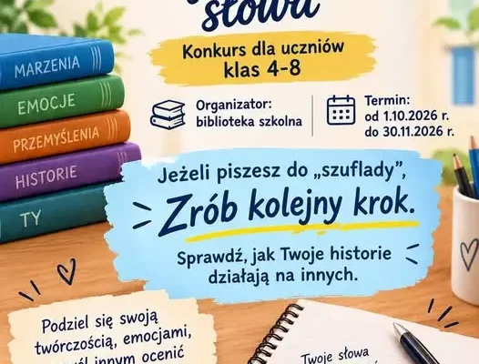Konkurs literacki dla uczniów klas 4-8. Biblioteka szkolna czeka na Twoje prace