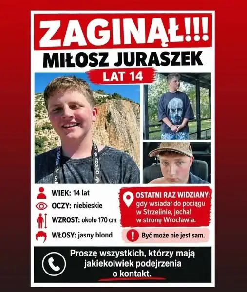 Zaginął Miłosz Juraszek. Ostatni raz widziany w Strzelinie