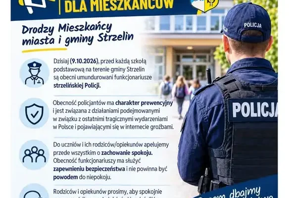Policja przed szkołami w gminie Strzelin. Komunikat burmistrz Doroty Pawnuk